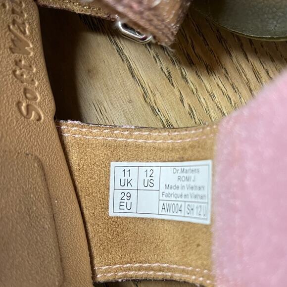 Dr. Martens Junior Romi Metallic Leather Strap Sandals Pink Crinkle Girl’s 12 - Picture 7 of 8